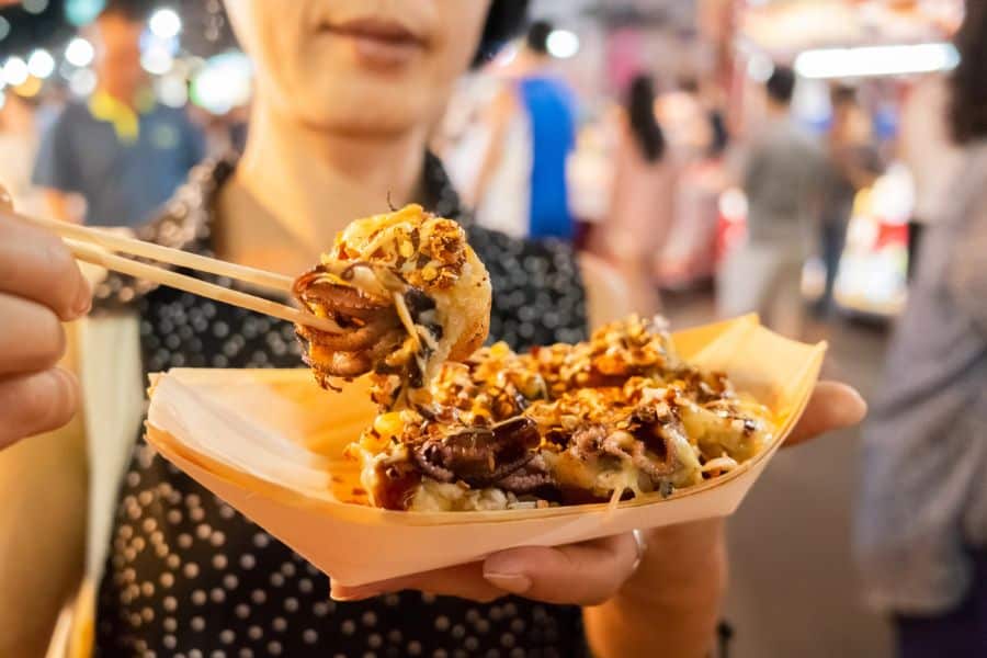 Famous taiwanese street food octopus balls