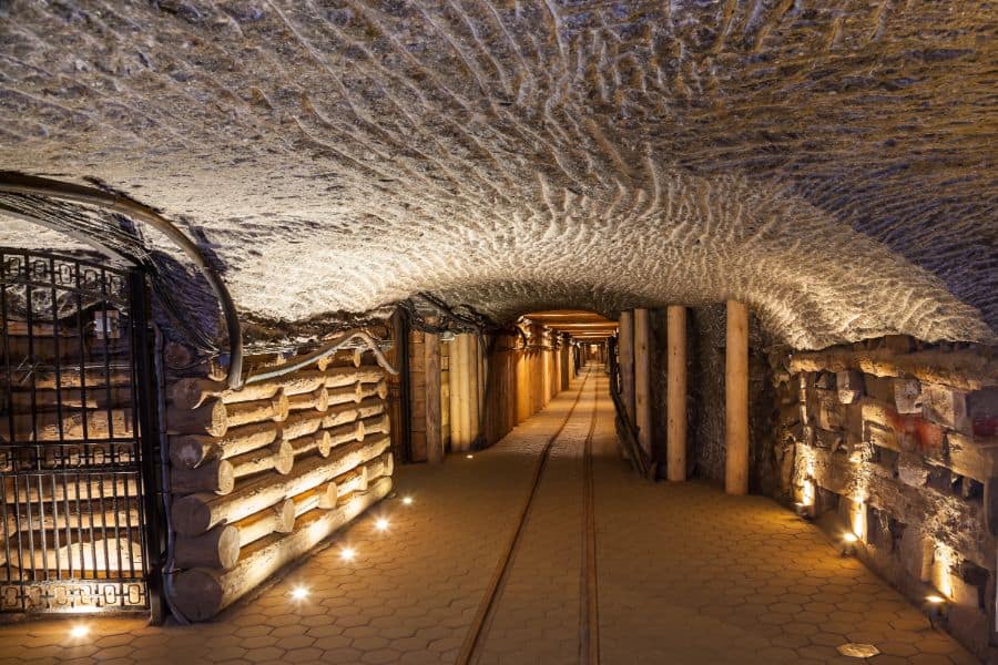 Underground corridor in the Wieliczka Salt Mine Poland