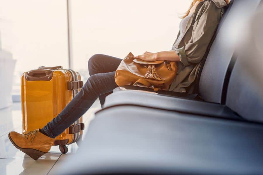 girl waiting to board a plane