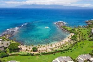 Aerial view of Kapalua coast in Maui Hawaii