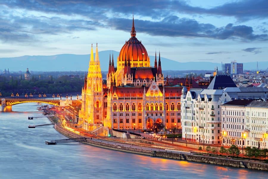 Budapest Hungary parliament at night