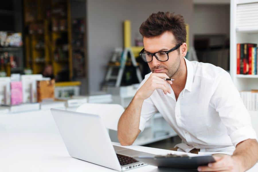 Man working on laptop