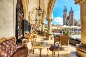 St Mary's Basilica on the Krakow Main Square during the Day Krakow poland