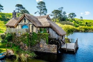 Water house in the Hobitton village in New Zealand