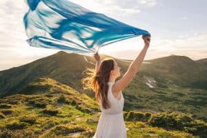 Woman feel freedom and enjoying nature