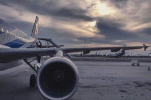 close up of the exterior of a plane sp