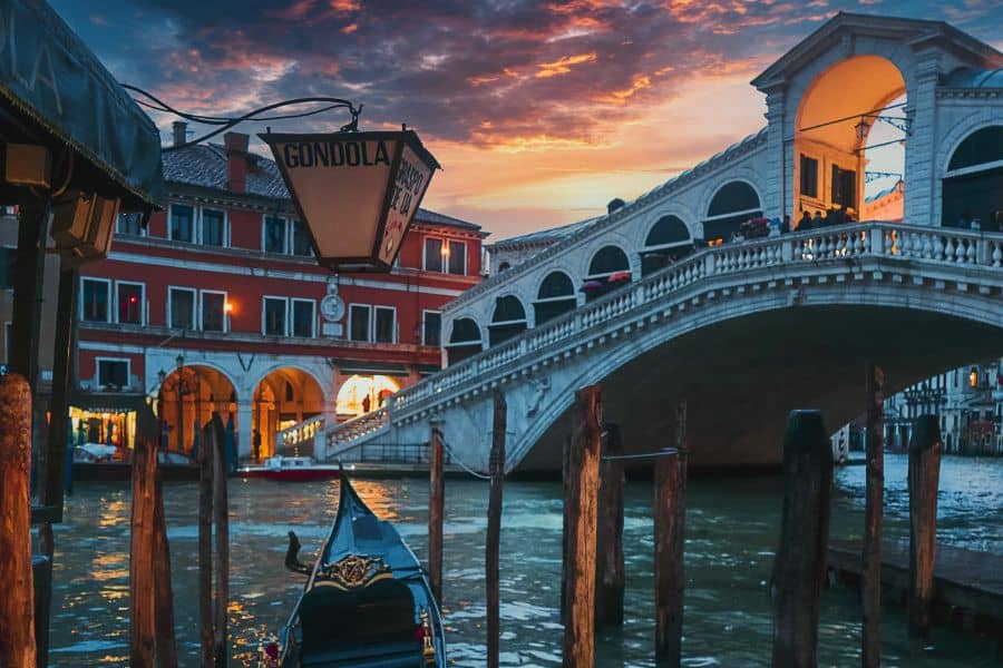 gondola in venice during sunset sp