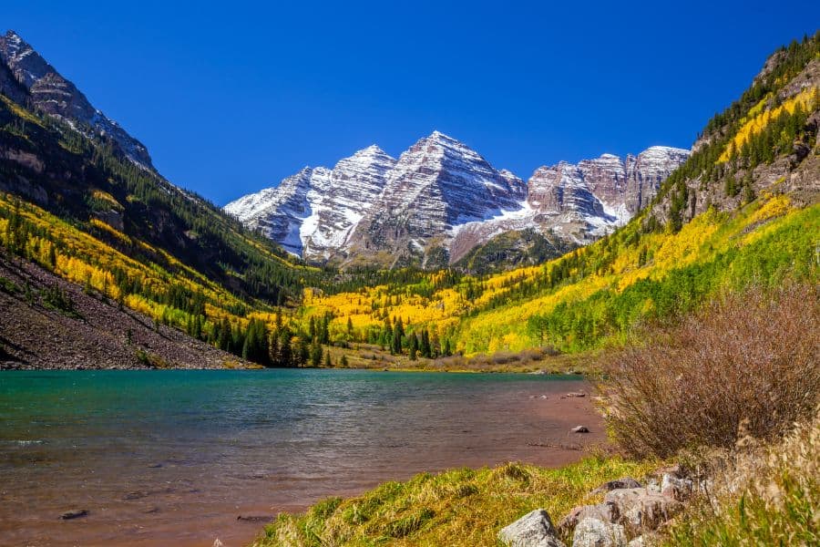 Maroon bell in Aspen Colorado autumn season United States