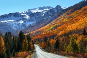 Million dollar highway during fall colorado