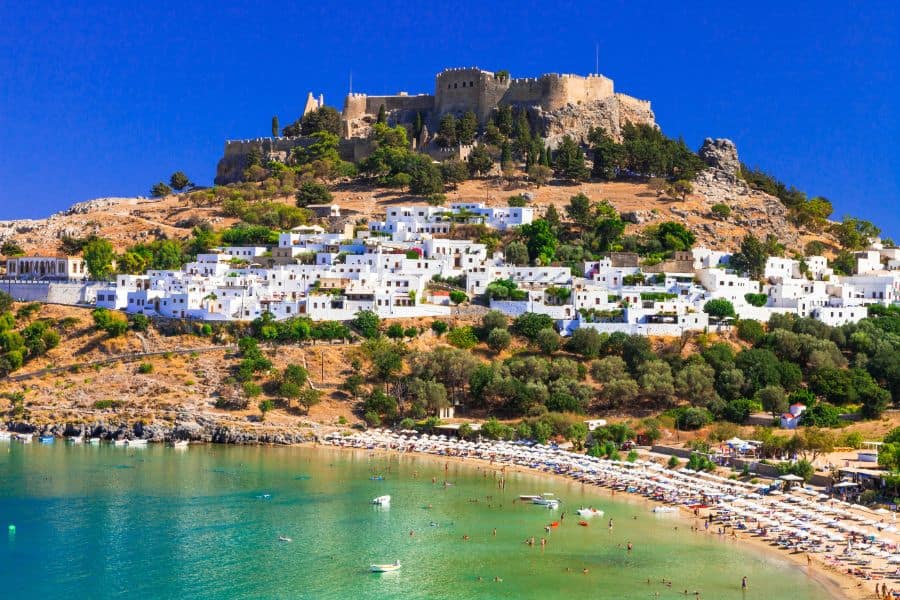 Rhodes island famous for historic landmarks and beautiful beach Greece