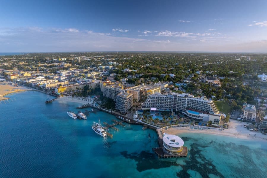 aerial view of Nassau city and port Bahamas