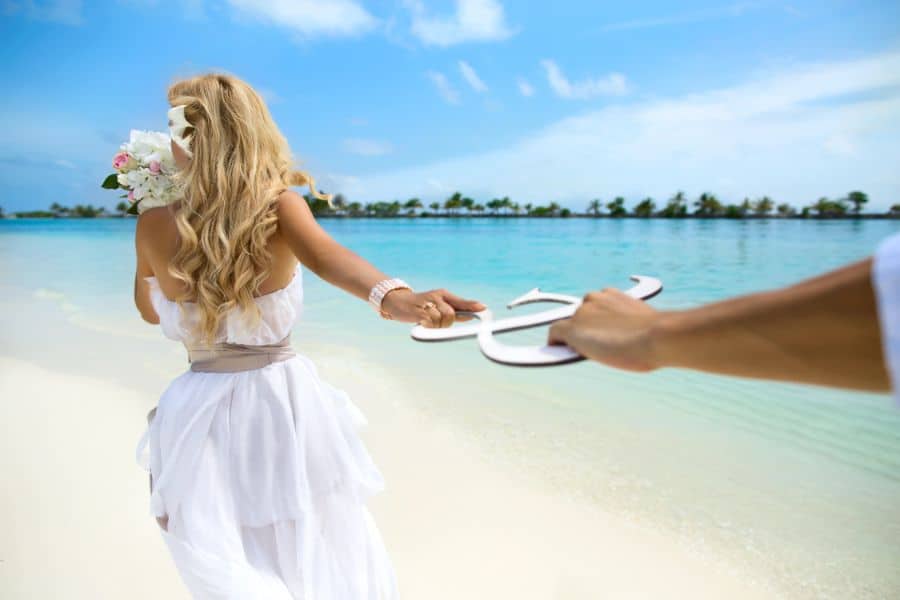 island wedding honeymoon happy newlyweds