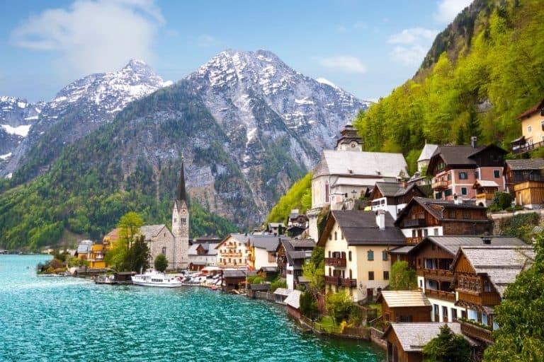 Beautiful summer Alpine Hallstatt Town