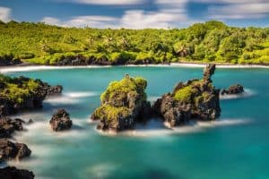 Black sand Beach Waianapanapa State park Maui