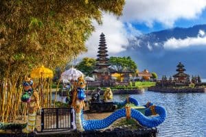 Pura ulun danu bratan temple in Bali indonesia