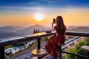 Tourist take a photo at Wat Phra That Pha Son Kaew Temple in Khao Kho Phetchabun Thailand