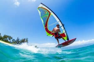 man windsurfing on a sunny day