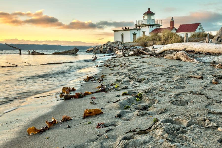 sunset West Point Lighthouse (Discover Park) Seattle