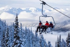 People going up whistler mountain on a Chairlift