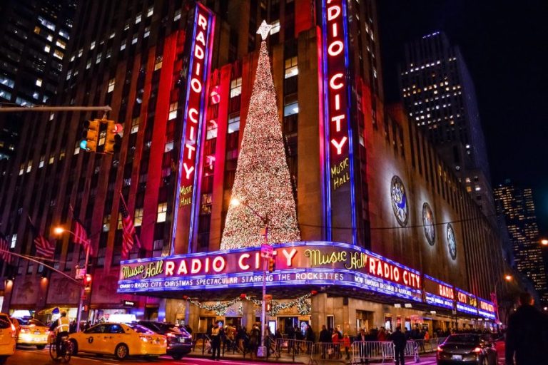 Radio City Music Hall all decorated for the Holidays in Manhattan