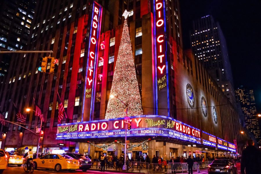 Radio City Music Hall all decorated for the Holidays in Manhattan