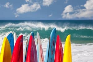 Surfboards at Lumahai beach Kauai