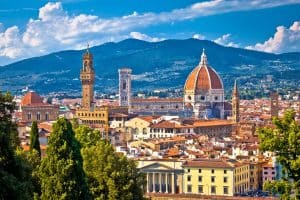 Florence rooftops and cathedral di Santa Maria del Fiore or Duomo