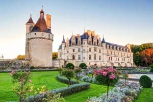 The Chateau de Chenonceau at sunset France