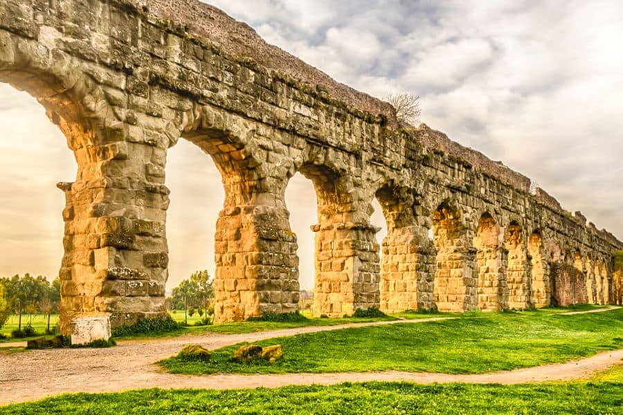 Ruins of the iconic Parco degli Acquedotti Rome Italy