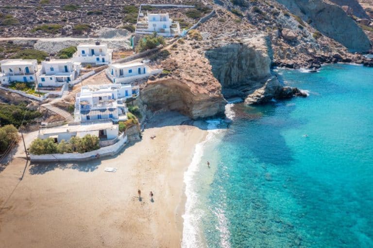 Aerial view of Agali Beach Folegandros Greece