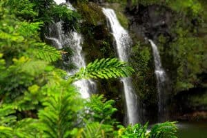 Upper Waikani Falls Along the Road to Hana in Maui