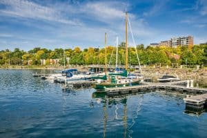 Boats in Harbor on a Clear Autumn Day burlington vermont