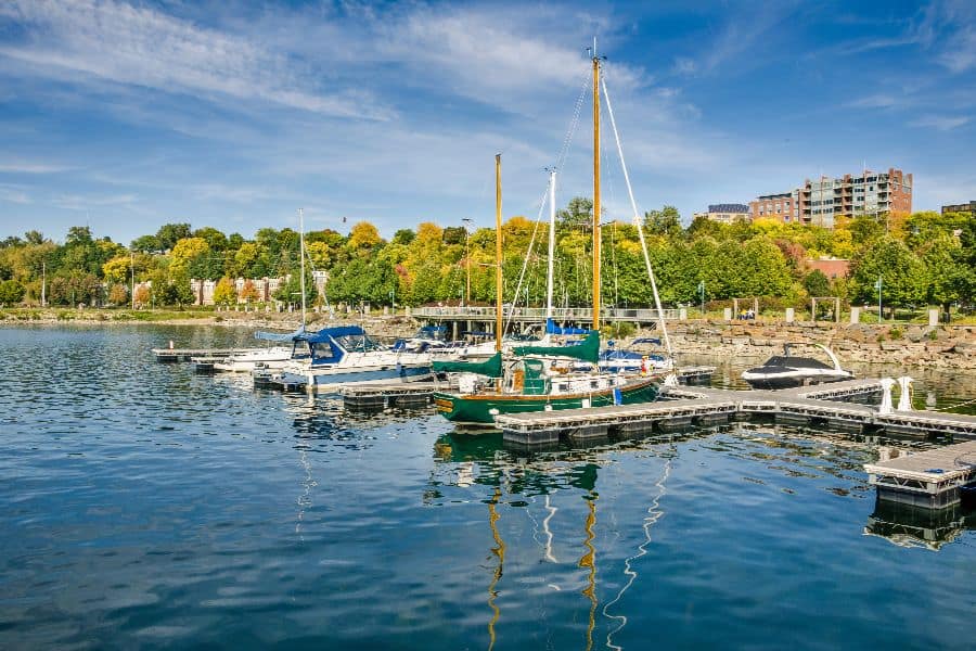 Boats in Harbor on a Clear Autumn Day burlington vermont