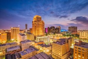 nighttime skyline New Orleans Louisiana USA