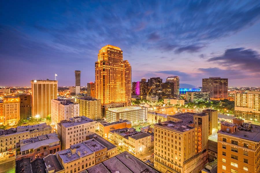 nighttime skyline New Orleans Louisiana USA