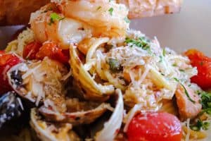 shrimp and clams seafood pasta sp