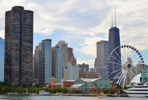 chicago skyline with ferris wheel sp