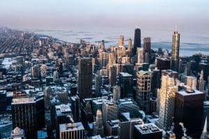 cityscape of chicago in winter sp