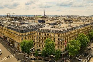 Aerial View of Galeries Lafayette Department Store in Paris France sp