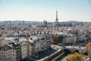 aerial view of paris and eiffel tower daytime sp