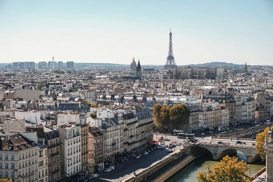 aerial view of paris and eiffel tower daytime sp