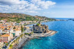 Landscape with aerial view of Aci Castello Sicily