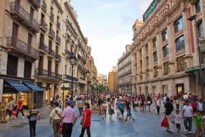 Shopping street in Barcelona spain