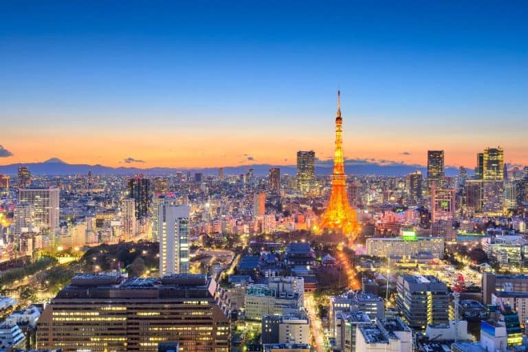 Tokyo Tower in Tokyo Japan at dusk