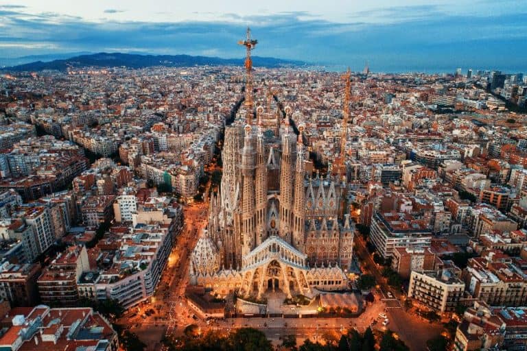 Sagrada Familia Basilica aerial view