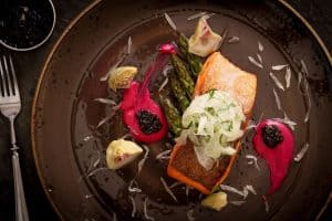 delicious grilled salmon on a beautiful plate